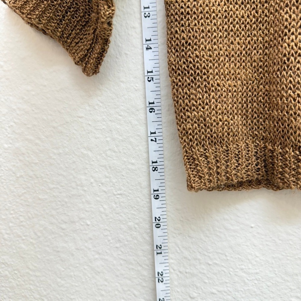 Nic + Zoe Crochet Knit Sweater Top Brown Open Weave Womens PS Short Sleeve Boho‎ - Picture 4 of 12